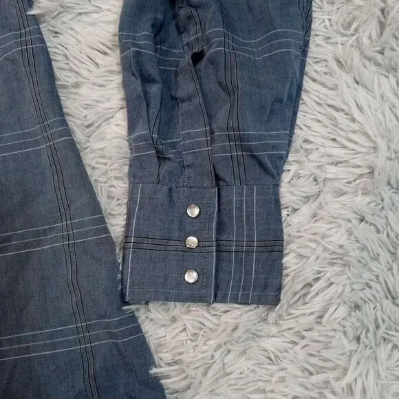 Vintage Ely Cattleman Mens Shirt Blue 2XLT‎  Pearl Snap Western Rancher Tall Man - Picture 6 of 16